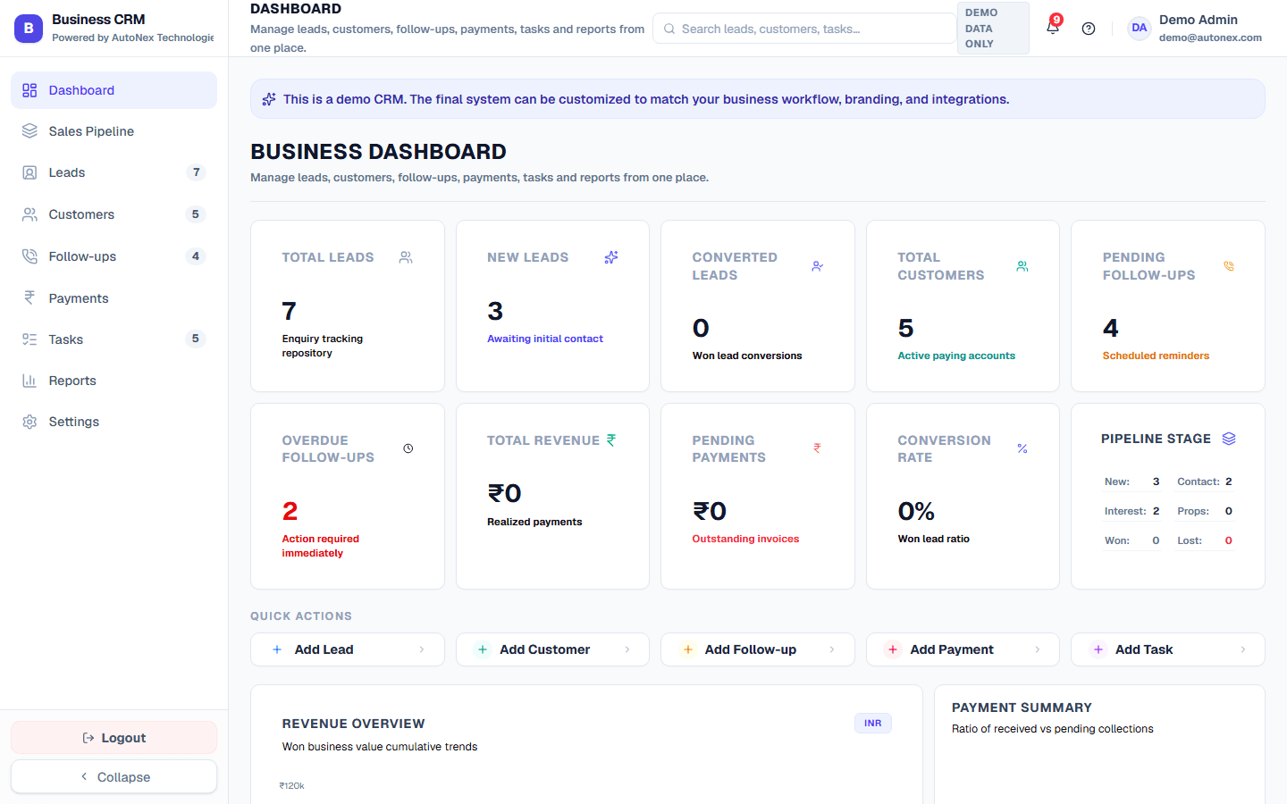 AutoNex Business CRM Preview