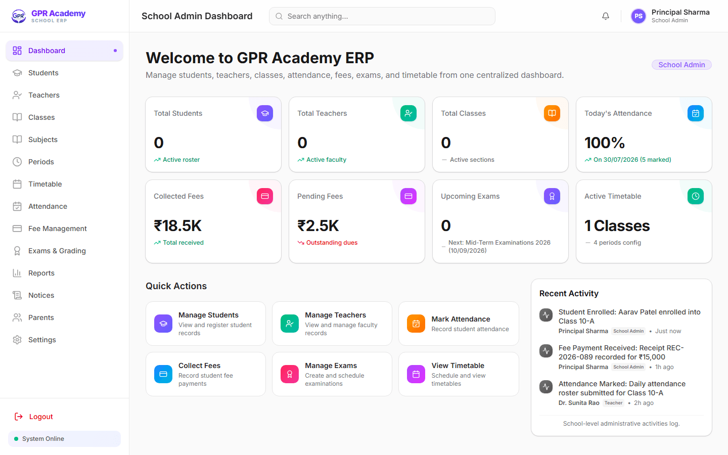 GPR Academy ERP Preview